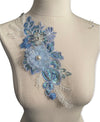 3D Blue Floral Appliqué with Pearl and Sequins #798-771