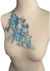 3D Blue Floral Appliqué with Blue Pearls #798-771