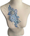 3D Blue Floral Appliqué with Pearl and Sequins #798-771