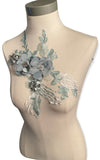 sage 3d floral applique with rhinestone