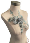 sage 3d floral applique with rhinestone