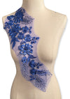 Royal Blue Floral Appliques with Rhinestones and Pearls #273-831