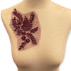 Deep Burgundy Floral Applique with Pearls