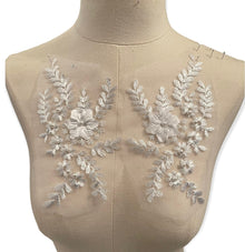  White Floral Applique with Pearls