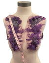 Purple Floral Applique with Pearls and Sequin