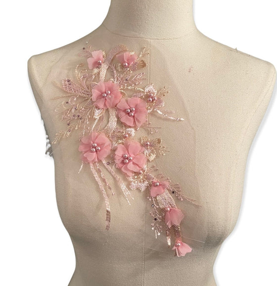 3D Floral Appliqués with pearls #798-771