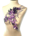 Purple and Grey appliques with 3D flowers