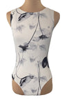 White Adult Floral Design Dance Leotard