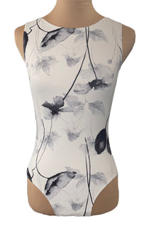  White Adult Floral Design Dance Leotard