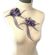 Pair of Purple and Gray appliques with 3D flowers