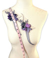 Pair of Purple and Gray appliques with 3D flowers