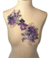 Pair of Purple and Grey appliques with 3D flowers