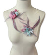 Pair of Pink and Light Blue Appliques with 3D Flowers