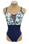 Navy Blue Adult Floral Leotard