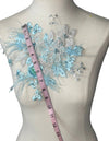 Ostrich Feather Blue 3D Flower Appliques with beads