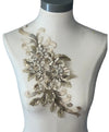 Gold 3D floral appliqués with sequin multiple colors