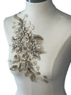 Gold 3D floral appliqués with sequin multiple colors