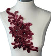 Wine Red 3D floral appliqués with sequin multiple colors