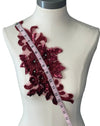 Wine Red 3D floral appliqués with sequin multiple colors