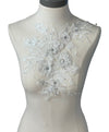 White 3D flowers with crystal center lace appliqué