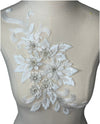 White 3D floral appliqués with sequin #146-917