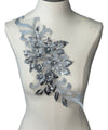 Grey Silver 3D floral appliqués with sequin