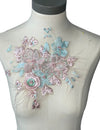 Ostrich Feather Pink 3D Flower Appliques with beads