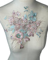 Ostrich Feather Pink 3D Flower Appliques with beads