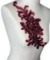 Wine Red 3D floral appliqués with sequin multiple colors