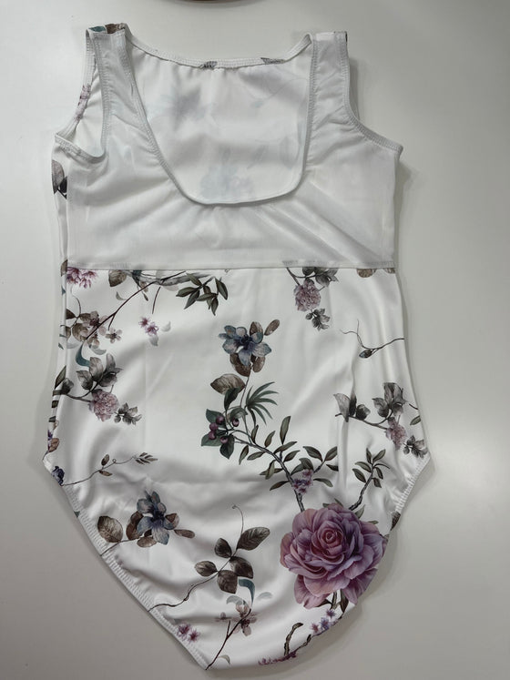 Child White Floral Design Leotard #235-246