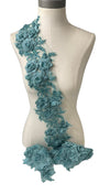 Sea Foam 3D Floral Trim with beads and Center Stones