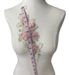 Pink 3D flower embroidered applique with crystals