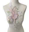 Small Pink 3D Floral Multi Color Appliqués with Pearls and Rhinestones