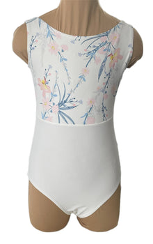  Child White Floral Design Leotard