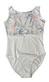 Child White Floral Design Leotard