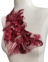 Wine Red Beaded 3D flower applique with sequin