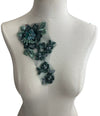 Emerald Green Appliques with 3D Flower, Beads and pearls