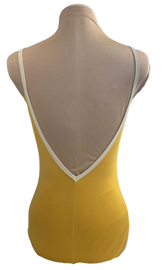 Mustard Leotard with V shaped open back 989-511