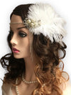 White Peacock Feathered Jeweled Headpiece