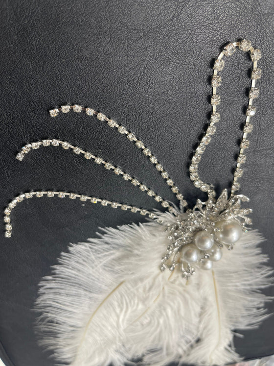 White Peacock Feathered Jeweled Headpiece