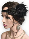 Black Feathered Jeweled Headpiece