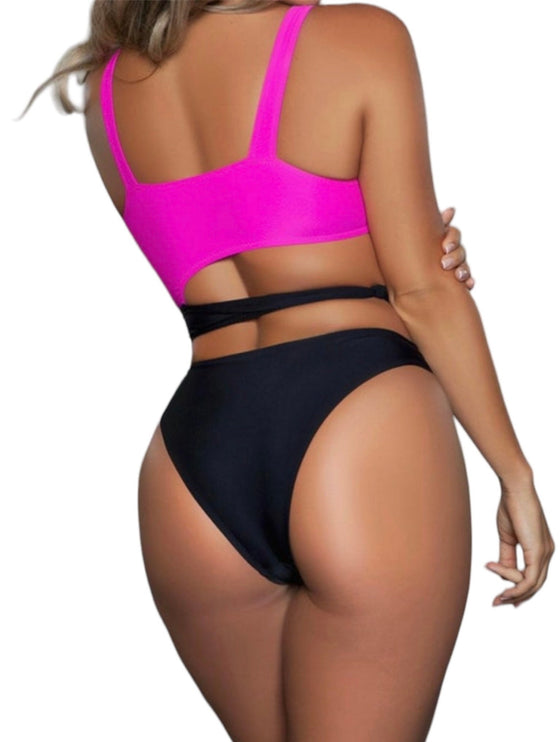 Pink and Black Swimsuit