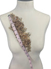 3D Light Brown Flowers with Large Crystals on Lace