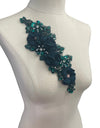 3D Emerald Green Flowers with Large Crystals on Lace