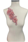 3D Pink Flowers with Large Crystals on Lace