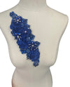 3D Royal Blue Flowers with Large Crystals on Royal Blue Lace