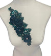 3D Emerald Green Flowers with Large Crystals on Lace