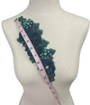 3D Emerald Green Flowers with Large Crystals on Lace