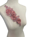 3D Pink Flowers with Large Crystals on Lace