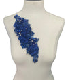 3D Royal Blue Flowers with Large Crystals on Royal Blue Lace